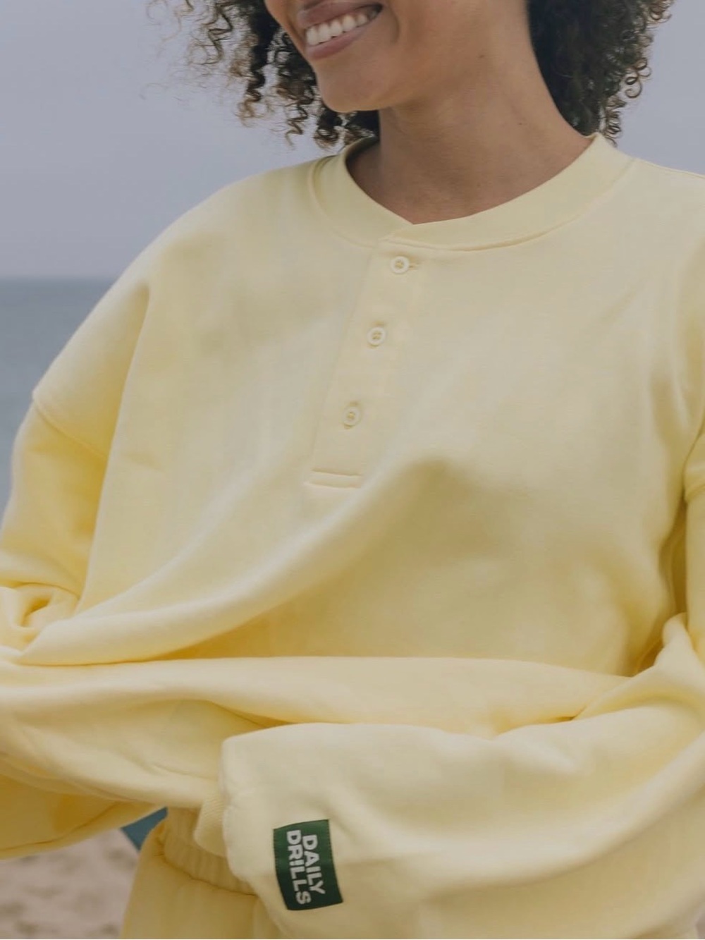 Daily Drills Lemonade Yellow Henley Fleece Pullover M/L